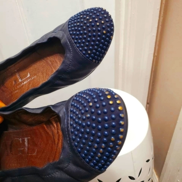 AGL Ballet Flats Womens Leather Metal Studs Cap Toe shoe 🌴 - Picture 11 of 11